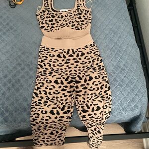 Leopard Print Tank Top and Leggings Set